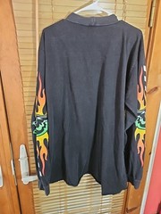 Vintage Arctic Cat Long Sleeve Fire Flames Snowmobile Racing Jersey Tee Harley