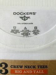 Dockers XLT Big & Tall 100% Cotton Crew neck T-shirts 3-Pack New w/Package White