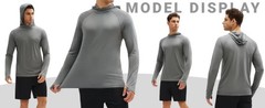 TACVASEN UPF 50+ Hooded T-Shirts Mens Quick Dry UV Block Sun Shirts Lightweight