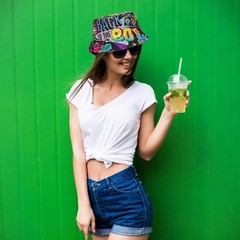 Fashion 80s 90s Bucket Hat for Men Women Outdoor Summer Beach Packable Sun Cap
