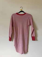 Vintage Hanes Waffle Knit Thermal Winter Red Contrast Large Layering Grunge