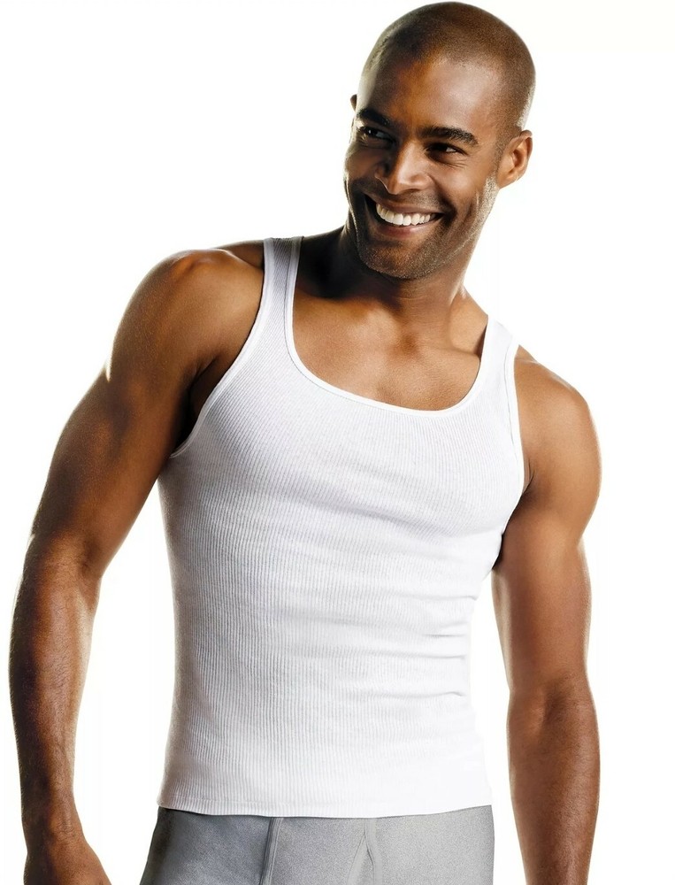 Hanes Men’s Tank Undershirt 3-Pack A-Shirt FreshIQ ComfortSoft Tag-free Ribbed