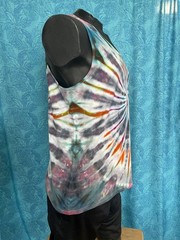 NEW Spiral Ice Tie Dye T-Shirt, Mens L Tank Top, Gray Rainbow