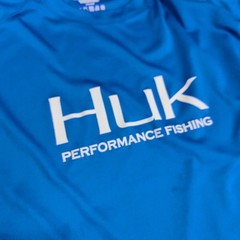Huk Mens Fishing Shirt Lot 2 XXL Polyester Blue Camo Long Sleeve Performance Fit