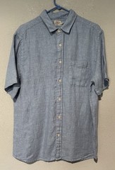 Faherty Brand Short-Sleeve Blue Linen Shirt Men’s XL H14