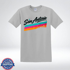 San Antonio Fiesta Colors Retro Skyline Graphic T-Shirt