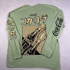 Coca Cola PacSun Medium Green Long Sleeve Vintage Graphic Logo Tee Skate Retro