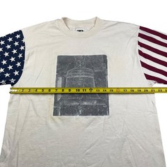 VTG LA Sportswear x Liberty Bell USA Flag S/S T-Shirt Ivory • USA • Large