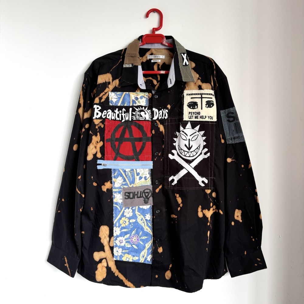 Levellers Shirt Size XL Custom Long Sleeve Black Folk Punk Stage Handmade