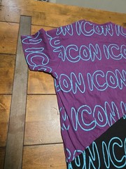 AHD Icon Shirt Mens Colorblock Purple Black Neon Slanted Asymmetrical Print Tee
