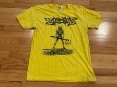 ZigZags Gutter Ghoul T-Shirt Yellow Size Medium Skeleton Hatchet Graphics