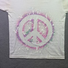 Peace Sign Graphic T Shirt Men L Hanes Beefy Hippie Love Boho Single Stitch USA