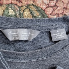 Daniel Cremieux T-Shirt Mens Large Gray Long Sleeve 100% Pima Cotton Crewneck