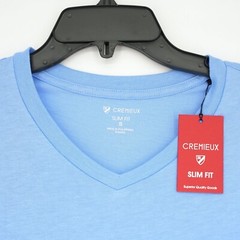 Cremieux Men’s Short-Sleeve Shirt S SLIM FIT Blue V-Neck NWT