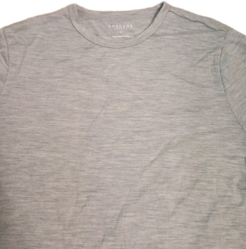 Unbound Merino T-shirt 100% Merino Wool Grey Heather Mens Size L
