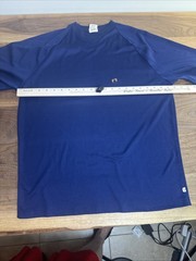 Vintage 70s HANG TEN Sz L Single Stitch Tee Shirt Large Dark Blue Surfer Skater