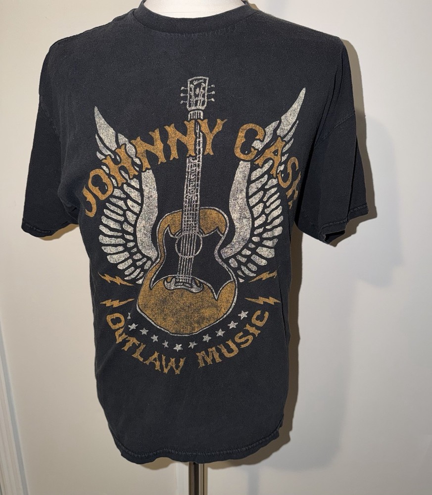 Johnny Cash Outlaw Music Country Black Graphic Concert T-Shirt Zion Size XL