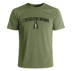 US Army 77th Infantry Division OD Green Subdued T-Shirt Officially Licensed