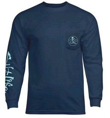 Salt life Long Sleeve, Skull and Hooks, Men’s Graphic TShirt, Lg, XL, or 2XL