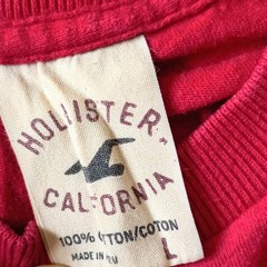 Hollister Red GraphicLogo CrewNeck T-Shirt Men’s L 100%Cotton Easy Care Y2K VTG