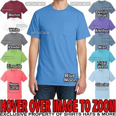 Mens Pigment Dyed T-Shirt with Pocket PRESHRUNK Cotton S-XL, 2XL, 3XL, 4XL NEW