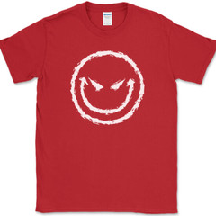 Evil Smiley Face T-Shirt Funny Rebel Biker Humor Sarcastic DJ Club Tee