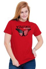 Virginia Original Butterfly America Souvenir Womens Short Sleeve Crewneck Tee