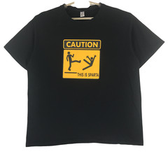 Sols Regent Caution This is Sparta T-Shirt Men’s XL Black Cotton Short Sleeve