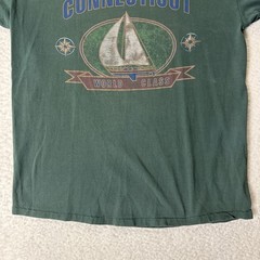 Vintage Connecticut Single Stitch T Shirt Green Sailboat World Class XL