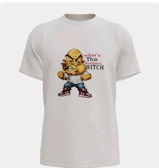 hood star Cartoon Graphic Print T-Shirt Yellow or White Crew Neck Short Sleeve