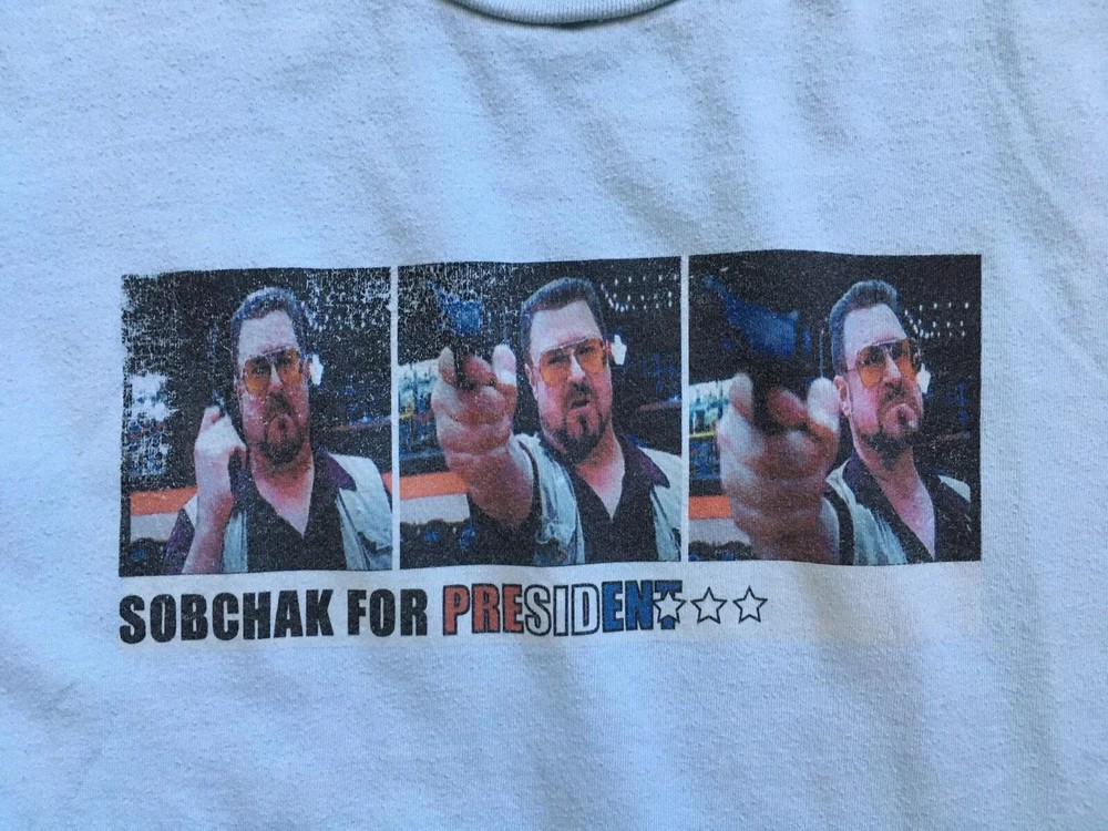 Big Leobowski T-Shirt Size Medium Walter Sobchak Light Blue Poly Cotton BDg Tee