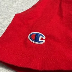 Champion Mens Large Red Spellout Chest Logo Cotton Crew Tee Classic Casual