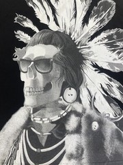 Alstyle Men’s Size Large Black with Indian Skull Graphics