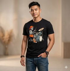 Skeleton Drums Halloween Costume Funny Drummer Men Boys Kids T-Shirt – H027