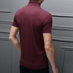 Mens High Neck T Shirt Stretch Turtle Casual Short Sleeve Slim Top