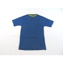 Sears PolyCotton Blank Pocket T-Shirt Blue Yellow Sz S 1970s