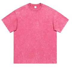 Unisex Acid Wash Faded Heavyweight O-neck Tshirt Pink Purple Blue Green