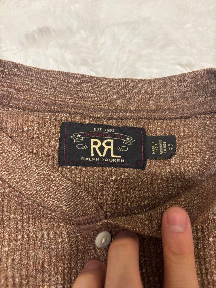RRL Henley Thermal Shirt XS US Size S Stretchable Black Unisex