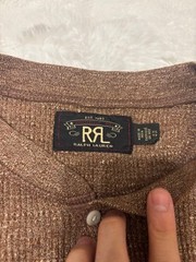 RRL Henley Thermal Shirt XS US Size S Stretchable Black Unisex