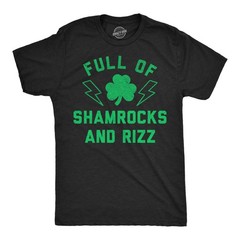 Mens Funny T Shirts Full Of Shamrocks and Rizz Sarcastic St Patricks Day Graphic