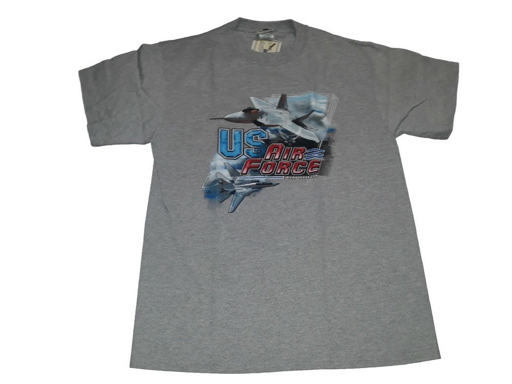 US AIR FORCE Shirt Men’s Aim High Gray Size LARGE Military Patriotic NEW