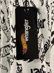 Wrangler Hot Wheels Tee Men Large L Large Black White All Over Print Logo Cotton