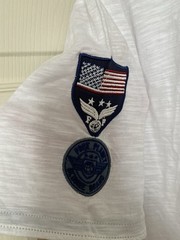 Free Planet Men’s White Henley T-Shirt XL USA Patch Cotton Short Sleeve NWOT