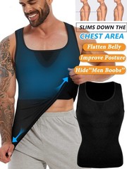 Gynecomastia Compresson Top Men’s Body Shaper Toning T-Shirt Ultra Durable Vest