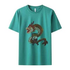 Fashion Dragon Rhinestones Summer Short Sleeve Luxury Men Trend Black T-Shirt