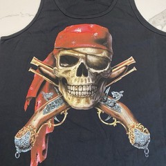 Vintage The Mountain Tank Top Mens 2XL Black Pirate Skull Sleeveless Cotton New