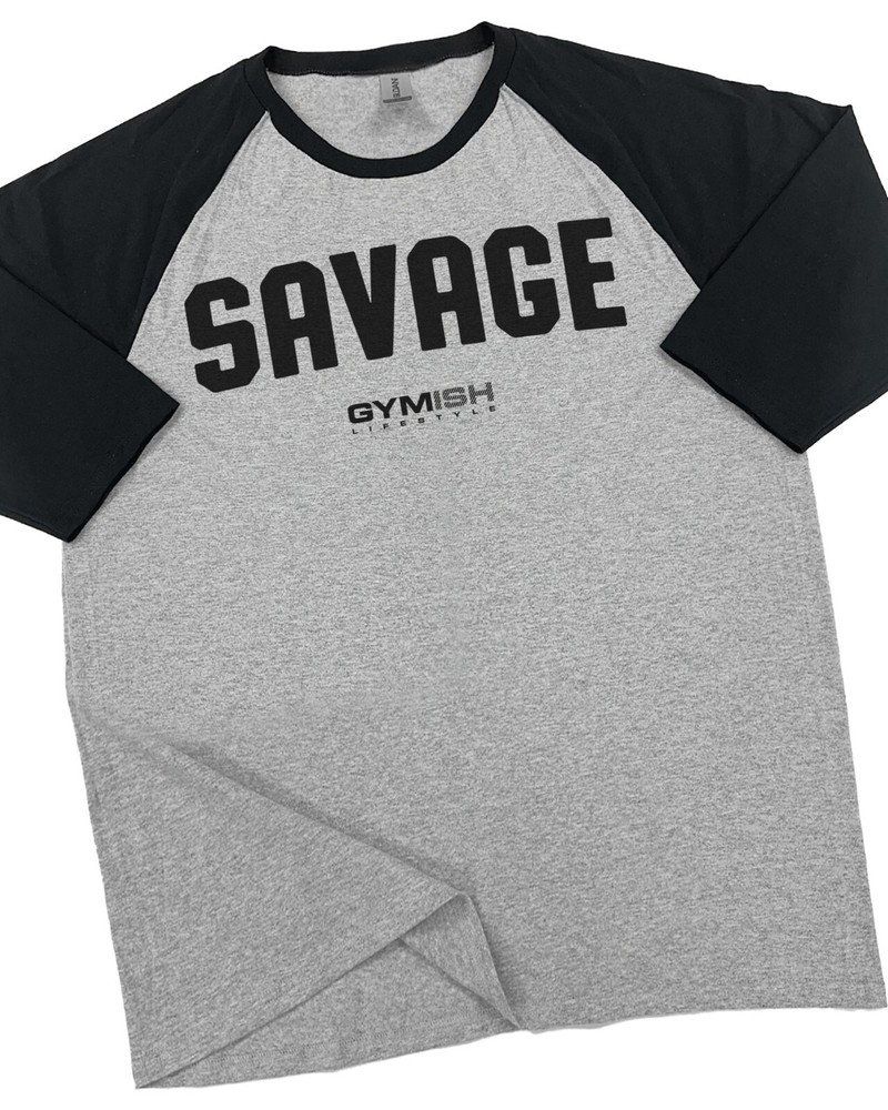 03- RAGLAN SAVAGE Workout Gym T-Shirt Funny Gym Shirt for Men