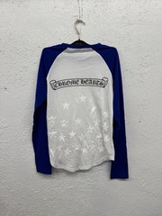Chrome Hearts Scroll Logo Long Sleeve Baseball Tee Shirt White Blue Size S X3
