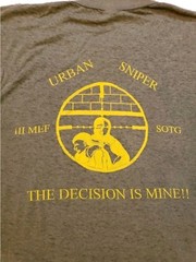 Vtg Urban Sniper The Choice Is Mine SOTG III MEF 80s T Shirt (READ) Thin