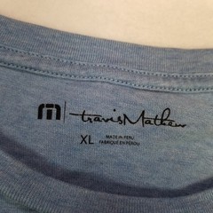 TravisMathew Men’s Golf Cart #TYSLASTROUND Graphic T-Shirt Blue Size XL Casual